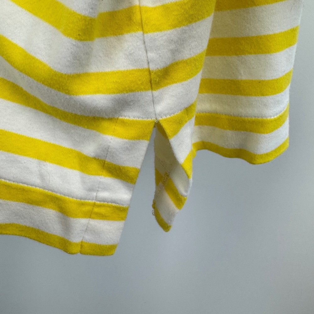 Talbots Woman Yellow White Striped Funnel Neck Tie Cuff‎ Cotton Top 3X VN4900 - Picture 11 of 14